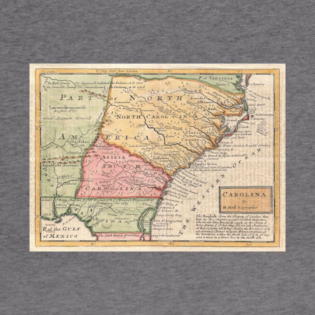 Vintage Map of the Carolinas (1746) by Bravuramedia